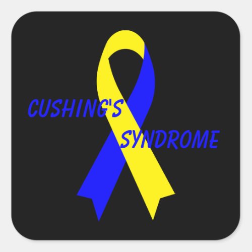 Cushings Syndrome Awareness Ribbon by Janz Black Square Sticker
