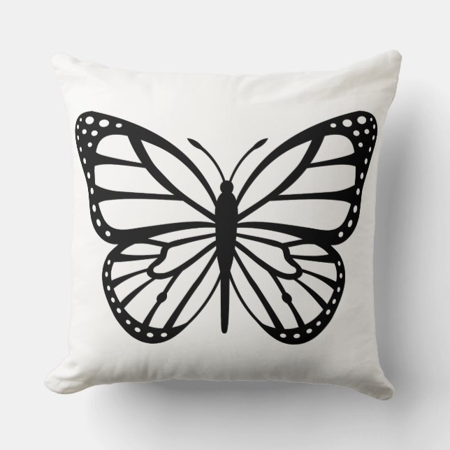 Cushion - Black & White Butterfly (Front)