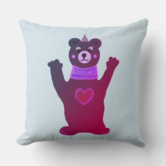 Cushion Kids Room Brown Lady bear (Front)
