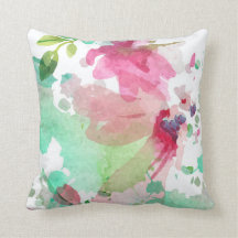 Cushion Pillow Floral Design Watercolor