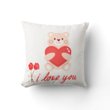 cushion stamped bear with romantic heart