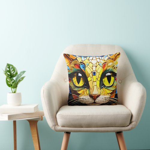 Cushion throw pillows of Mosaic Cats