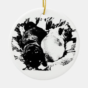 Cushioned Pugs for the Tree Ceramic Ornament