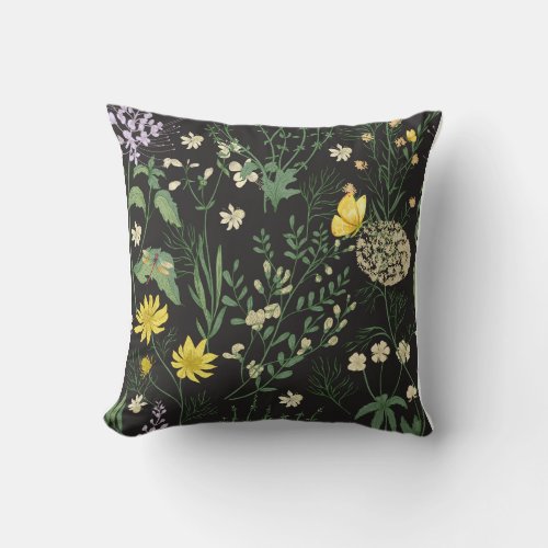 Cushions with plants flowers butterflies and dra