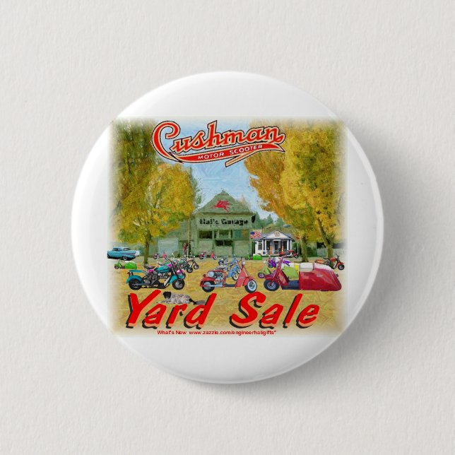 Cushman Yard Sale Pinback Button (Front)