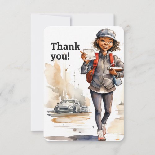 Cusom Female Letter Carrier  Thank You Card
