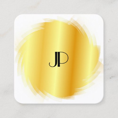 Cusom Gold Look Modern Elegant Monogram Template Square Business Card