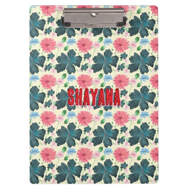 Cusom Watercolor floral pattern gift   Clipboard (Front)