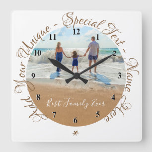 Cusotom Family Photo Text Clock - Best Family Ever
