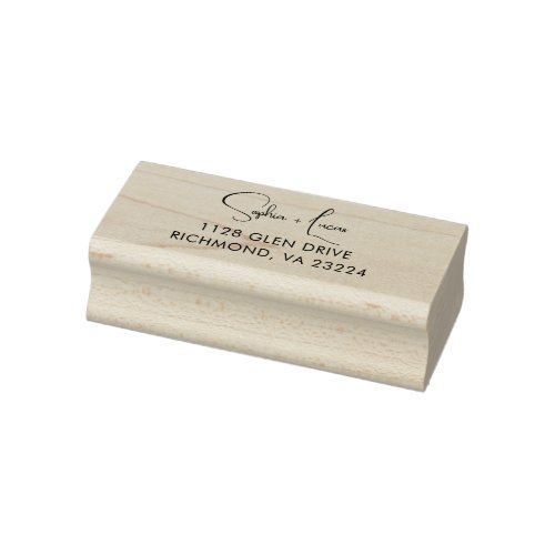 Cusrom Return Address Modern Minimal Script Couple Rubber Stamp