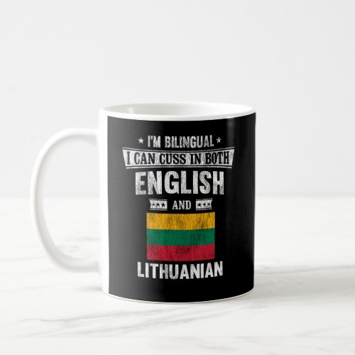 Cuss In English and Lithuanian Funny Lithuania  Coffee Mug