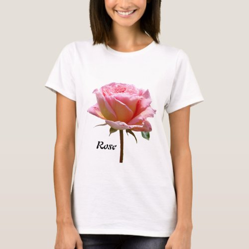 Cust Text  _ Photo Pink Rose Template T_Shirt