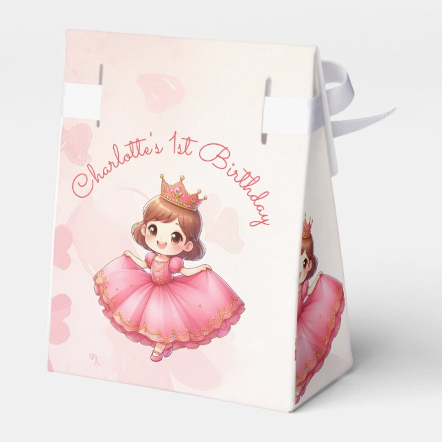 Custamisable Pink Princess Favor Boxes (Back Side)