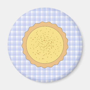 Custard Pie. Yellow Tart, with Blue Gingham. Magnet