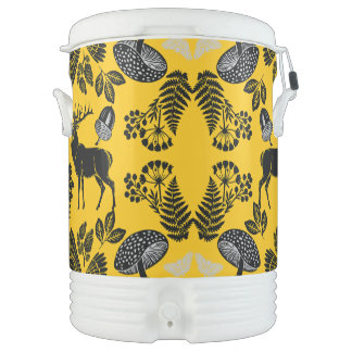 Custard Woodland Oak Leaf Nature Rustic Beverage Cooler
