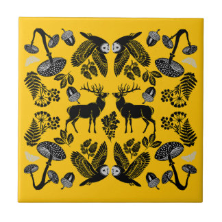 Custard Woodland Oak Leaf Nature Rustic Ceramic Tile