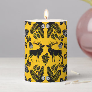 Custard Woodland Oak Leaf Nature Rustic Pillar Candle
