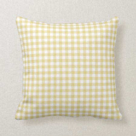 Custard Yellow Gingham Pattern Throw Pillow