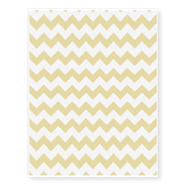 Custard Yellow White Chevron Pattern Temporary Tattoos (Front)