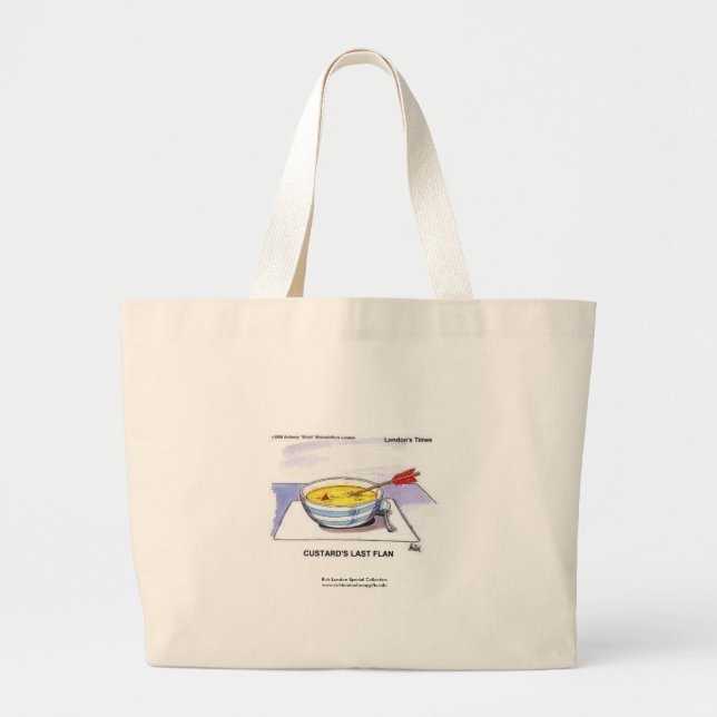 Custards Last Flan Funny Cartoon Tote Bag (Front)