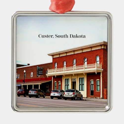 Custer South Dakota labeled Metal Ornament