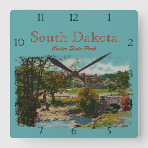Custer State Park Game Lodge Custom Square Wall Cl Square Wall Clock