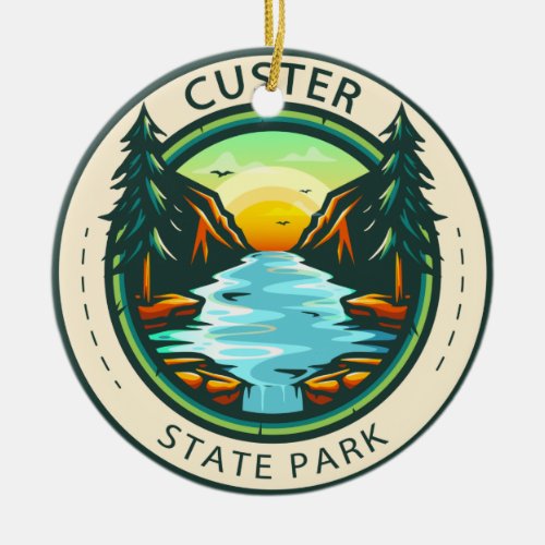 Custer State Park South Dakota Badge Ceramic Ornament