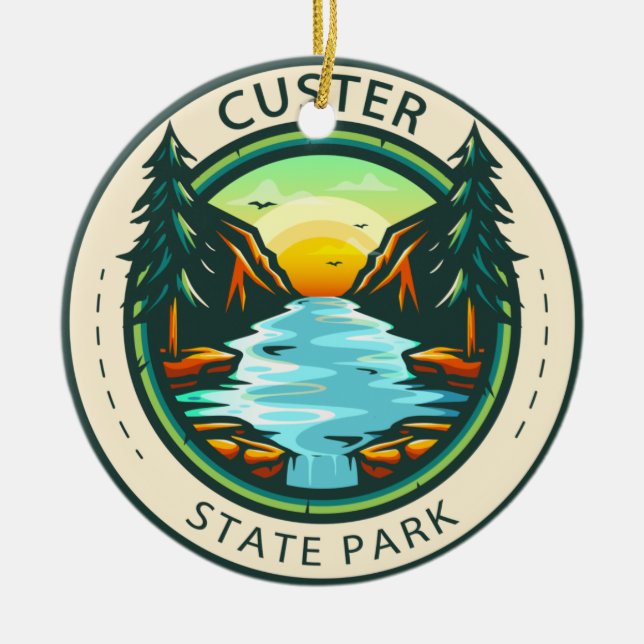 Custer State Park South Dakota Badge Ceramic Ornament (Front)