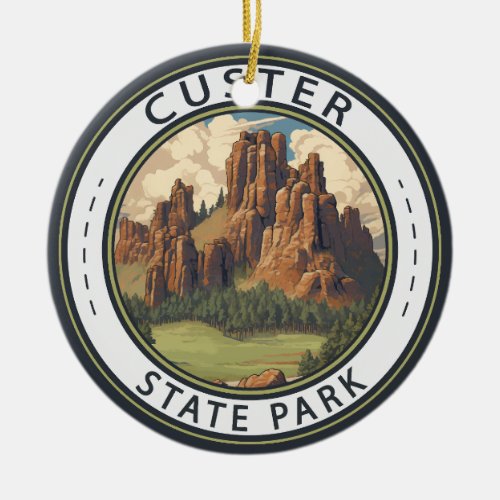 Custer State Park South Dakota Travel Art Vintage Ceramic Ornament
