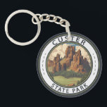 Custer State Park South Dakota Travel Art Vintage Keychain<br><div class="desc">Custer State Park vector artwork design. It is a South Dakota State Park and wildlife reserve in the Black Hills.</div>
