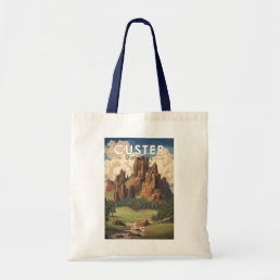 Custer State Park South Dakota Travel Art Vintage Tote Bag