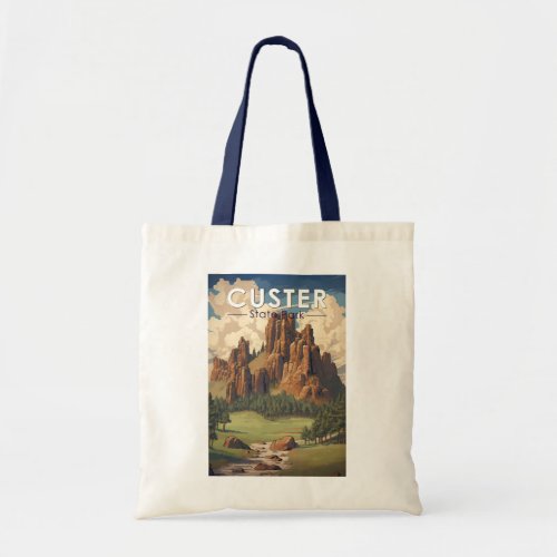 Custer State Park South Dakota Travel Art Vintage Tote Bag