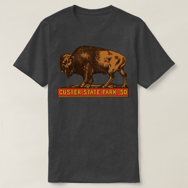 Custer State Park Vintage Buffalo Souvenir T-Shirt (Design Front)