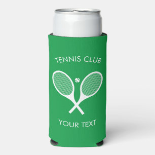 Custimizable Modern Green White Tennis Racket Seltzer Can Cooler