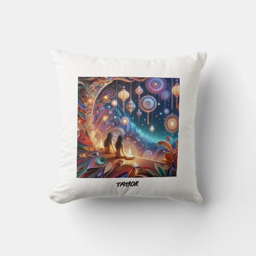 custmize a Cozy Comfort mysterious background Throw Pillow