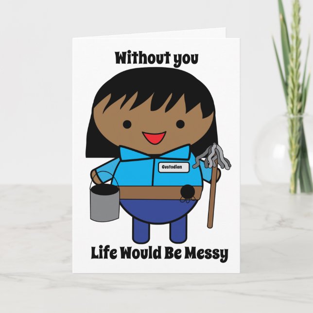 Custodian African American Female Personalize Card (Front)