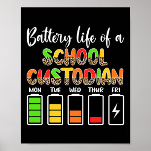 Custodian Battery Life School Janitor  Poster