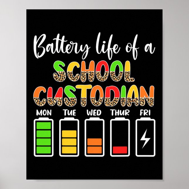 Custodian Battery Life School Janitor  Poster (Front)