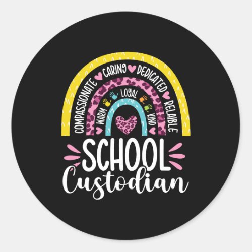 Custodian Battery Life School Janitor Rainbow  Classic Round Sticker