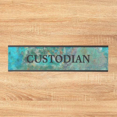 Custodian Blue Mineral Stone Door Sign