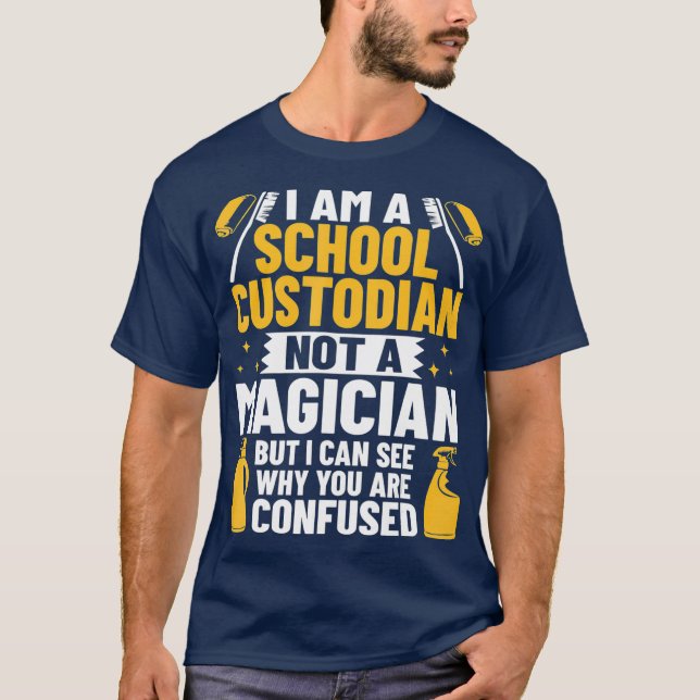 Custodian Costume Janitor Clothes School T-Shirt (Front)
