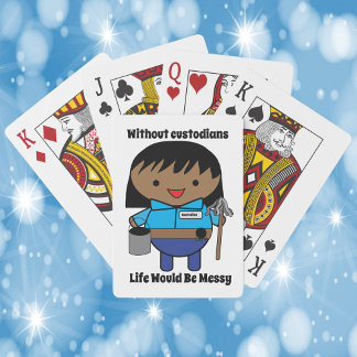 Custodian Janitor Black Female Funny Cute Poker Cards