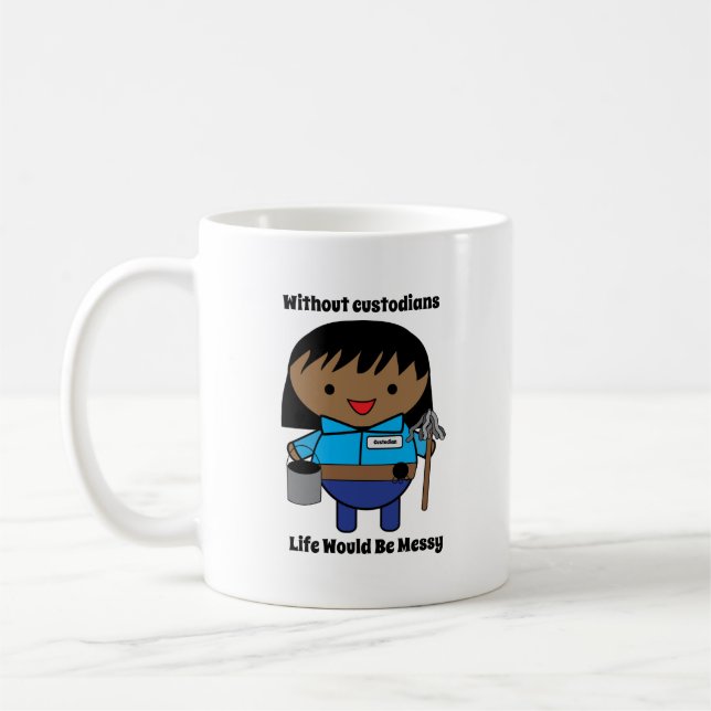 Custodian Janitor Black Female Funny Personalize Coffee Mug (Left)