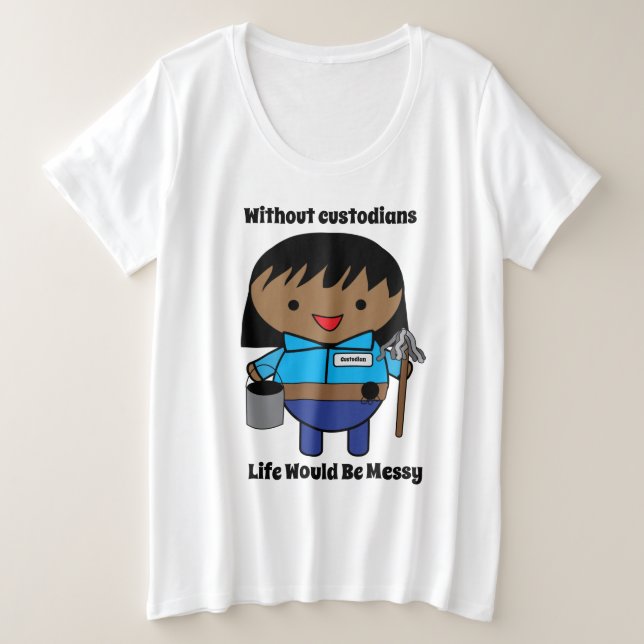 Custodian Janitor Black Woman Personalize Plus Size T-Shirt (Design Front)