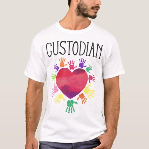 Custodian Janitor Custodian Heart Hands Female T_Shirt