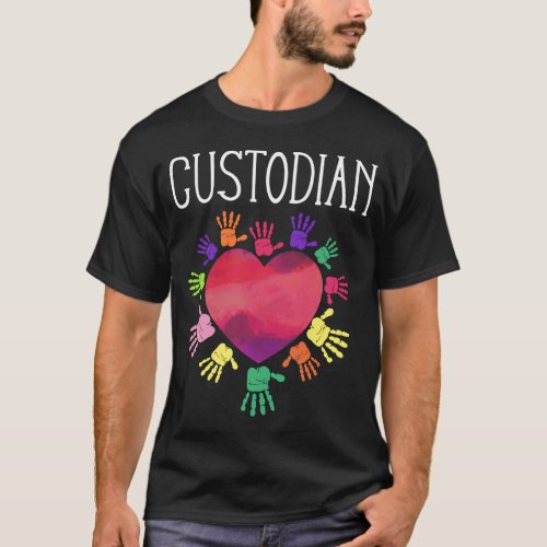 Custodian Janitor Custodian Heart Hands Female T_Shirt