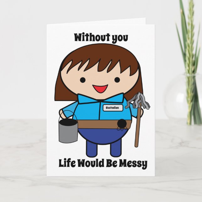 Custodian Janitor Female Personalize Card (Front)