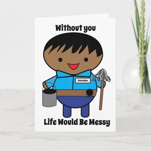 Custodian Janitor Funny Black Personalize Card (Front)
