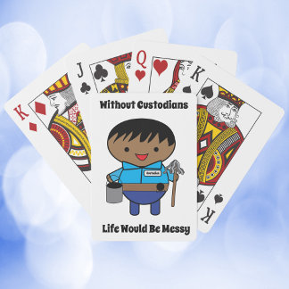 Custodian Janitor Life Messy Black Male Poker Cards
