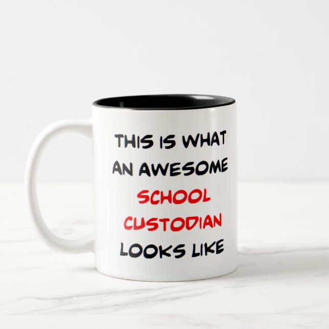 custodian school, awesome Two-Tone coffee mug (Left)